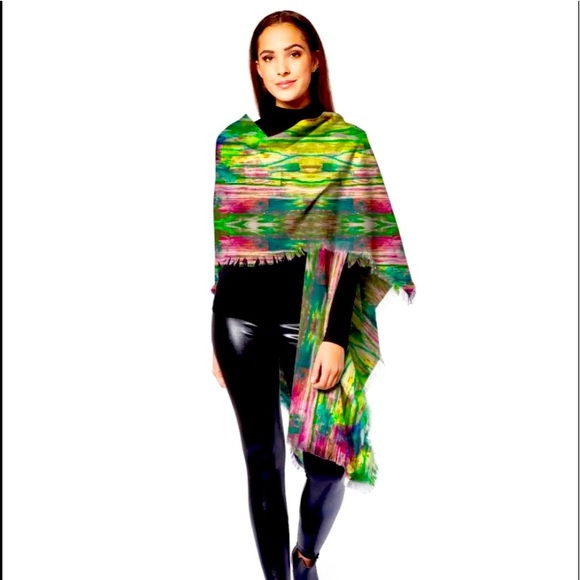 NWT Wool Poncho Sweater Scarf Shawl, HIDDEN BEAUTY by Noora Elkoussy/Vida - Picture 2 of 6